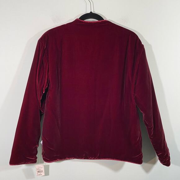 Vintage Bloomingdale's Women's Burgundy Velvet Open Front Jacket Size S NWT - Picture 9 of 9